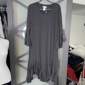 Gray Ruffle Hem Dress